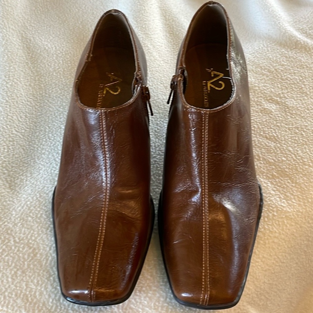 A2 Brown Fall Ankle Booties  with 3 inch Heels .